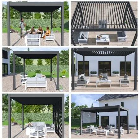 Pergola Bioclimatique anthracite 10x13FT  3x4M