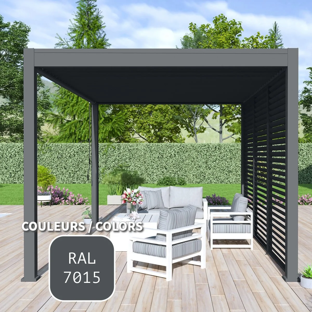 Pergola Bioclimatique anthracite 10x13FT  3x4M  Manuelle