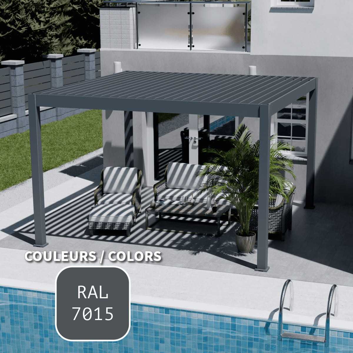 Pergola bioclimatique anthracite 4x4m (13x13pi)  motorisée