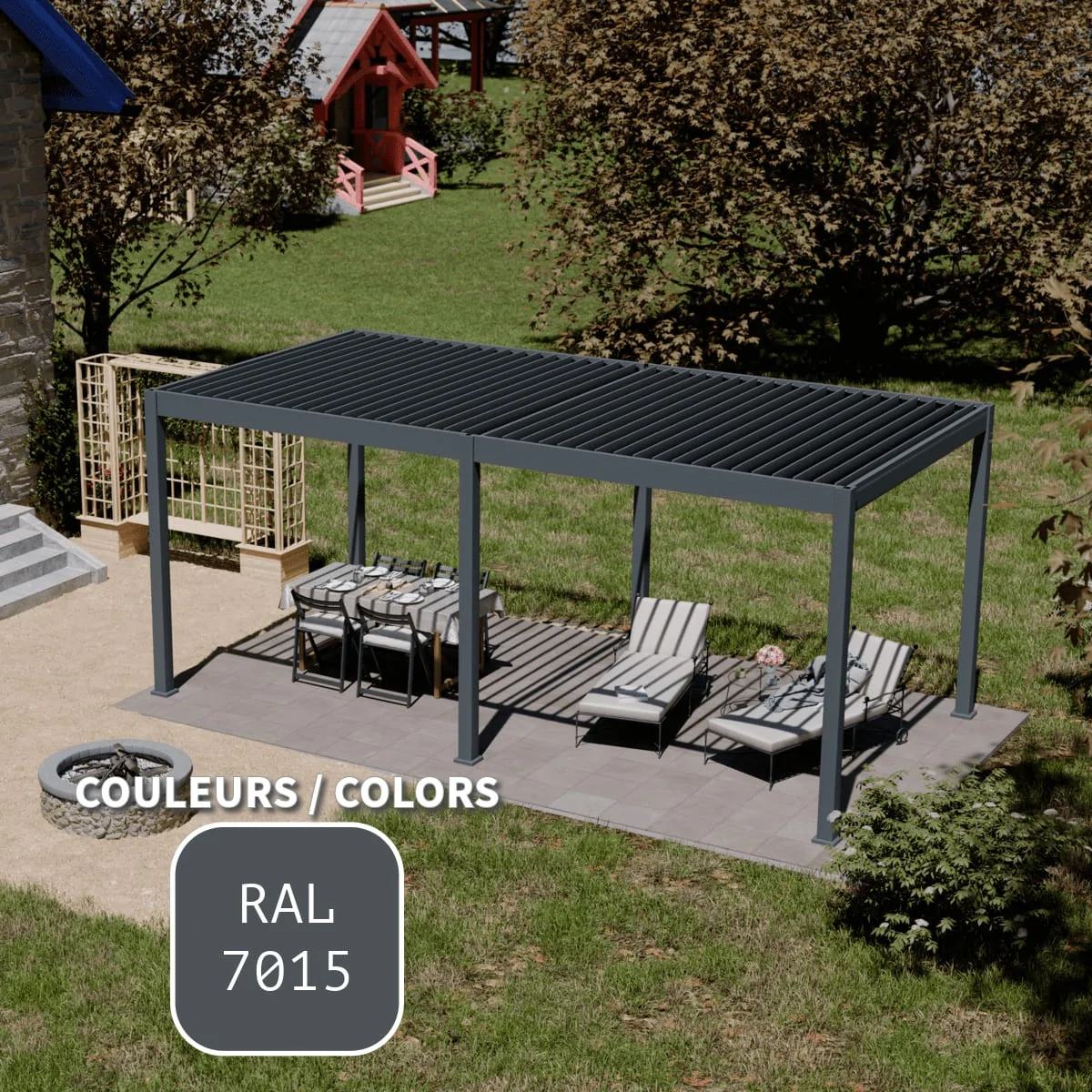 Pergola bioclimatique anthracite 3X6m (10x20pi) motorisée