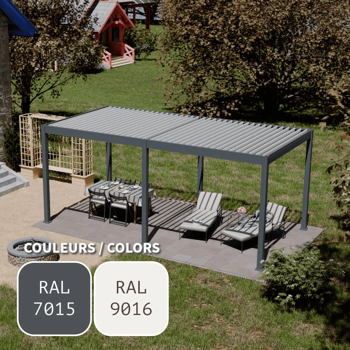 Pergola bioclimatique bicolore 3X6m (10x20pi) motorisée