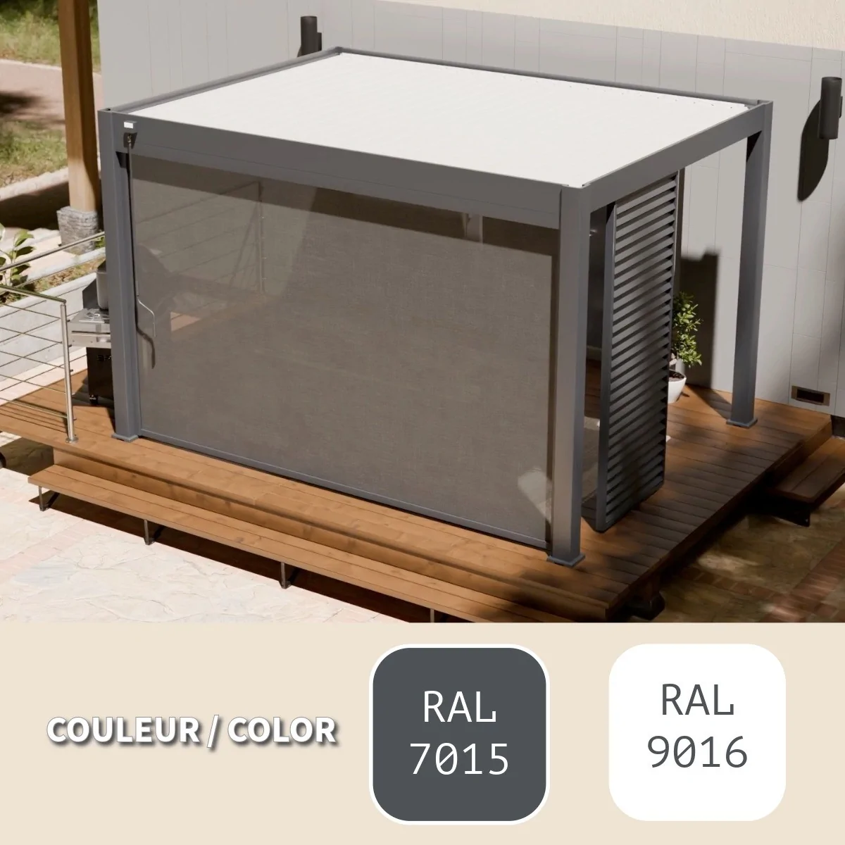 Formule Essentielle 10x13 Bicolore - Manuelle + 1 store + 1 Brise-vue + 1 chauffage