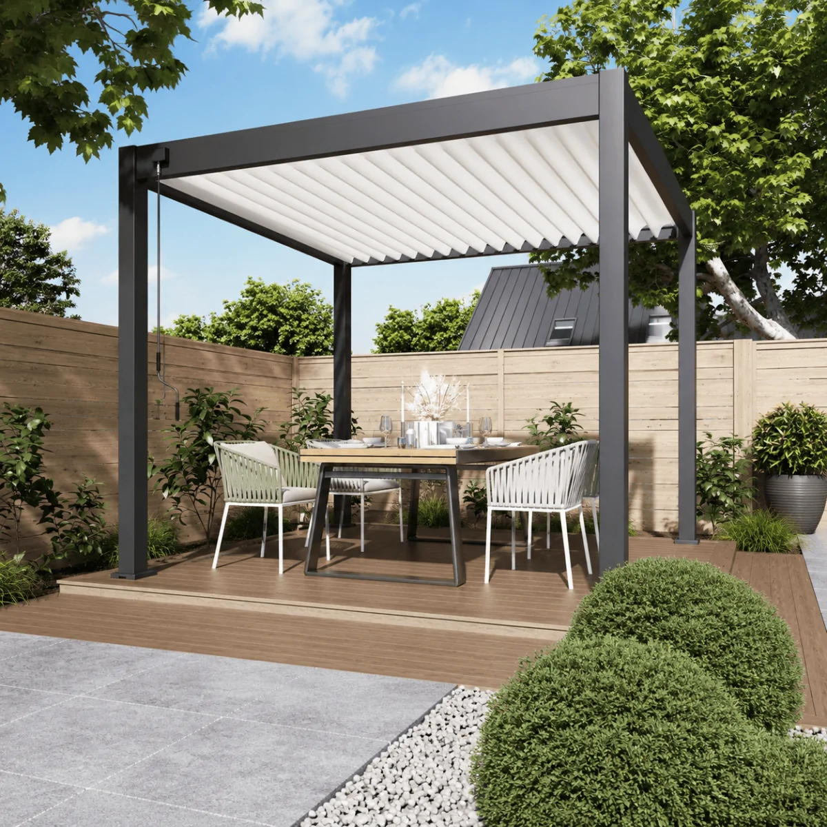Bicolor Bioclimatic Pergola 10x10 ft (3x3 m) Manual