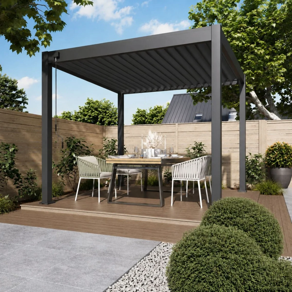 Pergola Bioclimatique anthracite 3x3m (10x10 pi) Manuelle