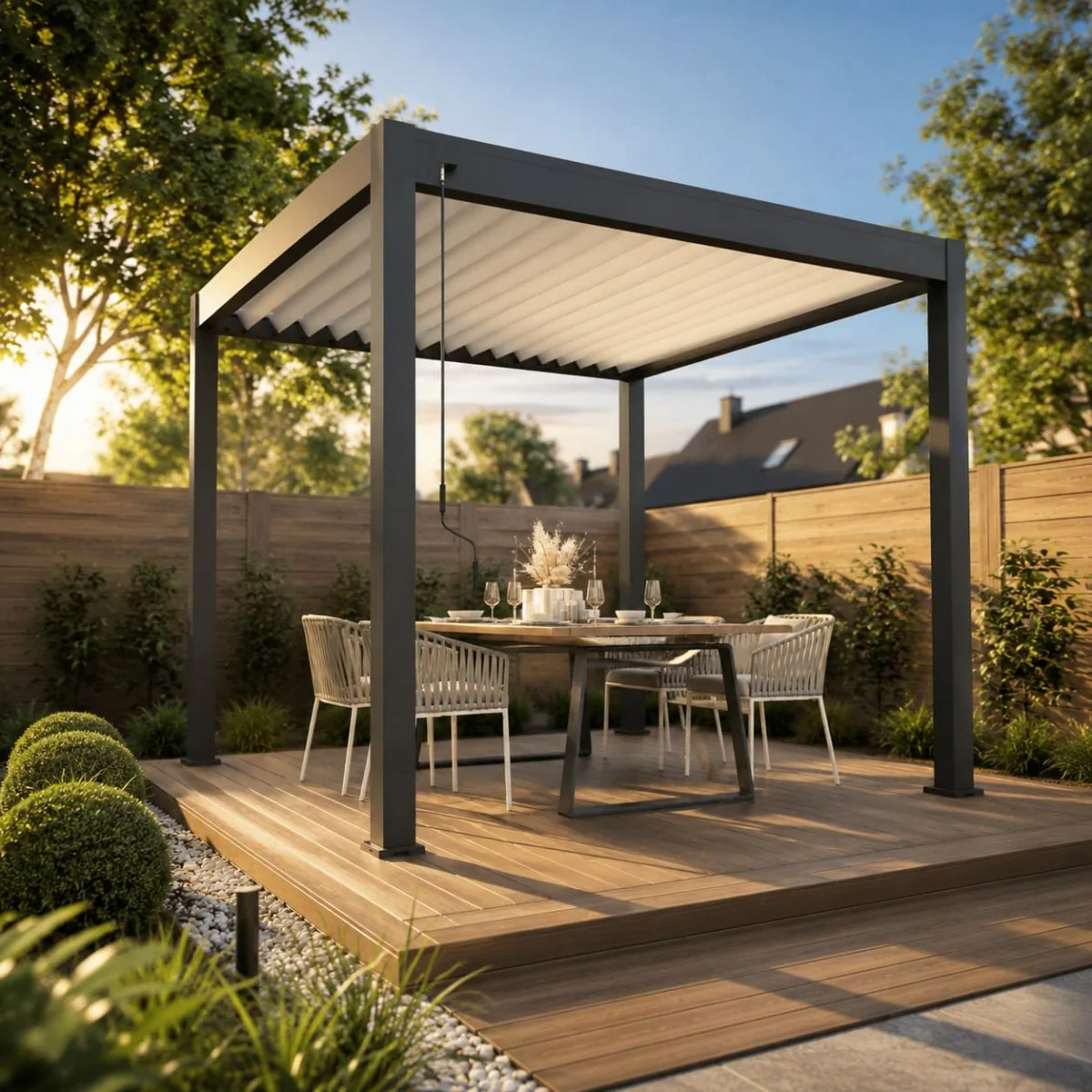 Pergola Bioclimatique anthracite 3x3m (10x10 pi) Manuelle